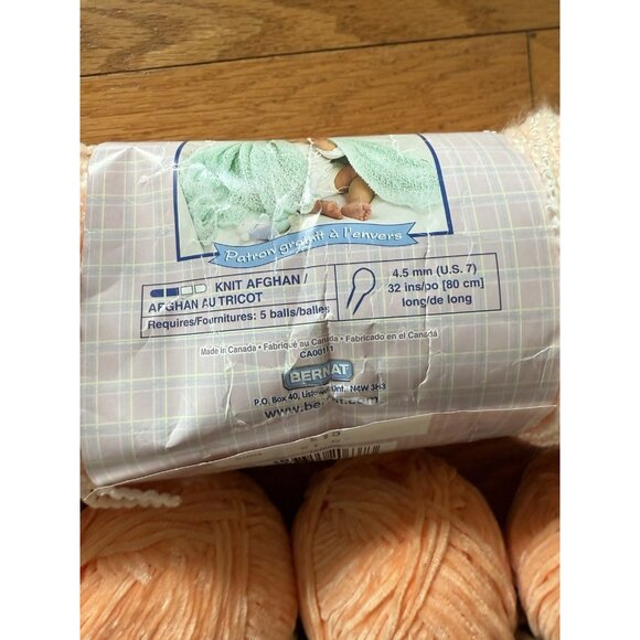 Herrschners Baby Chenille Yarn Orange Lot Of 6 +  Bernat Peach - Picture 6 of 7